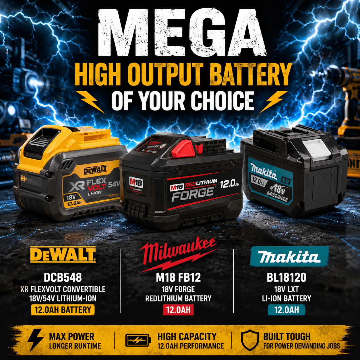 Mega High Out Put Battery Of Your Choice Auto Draw
