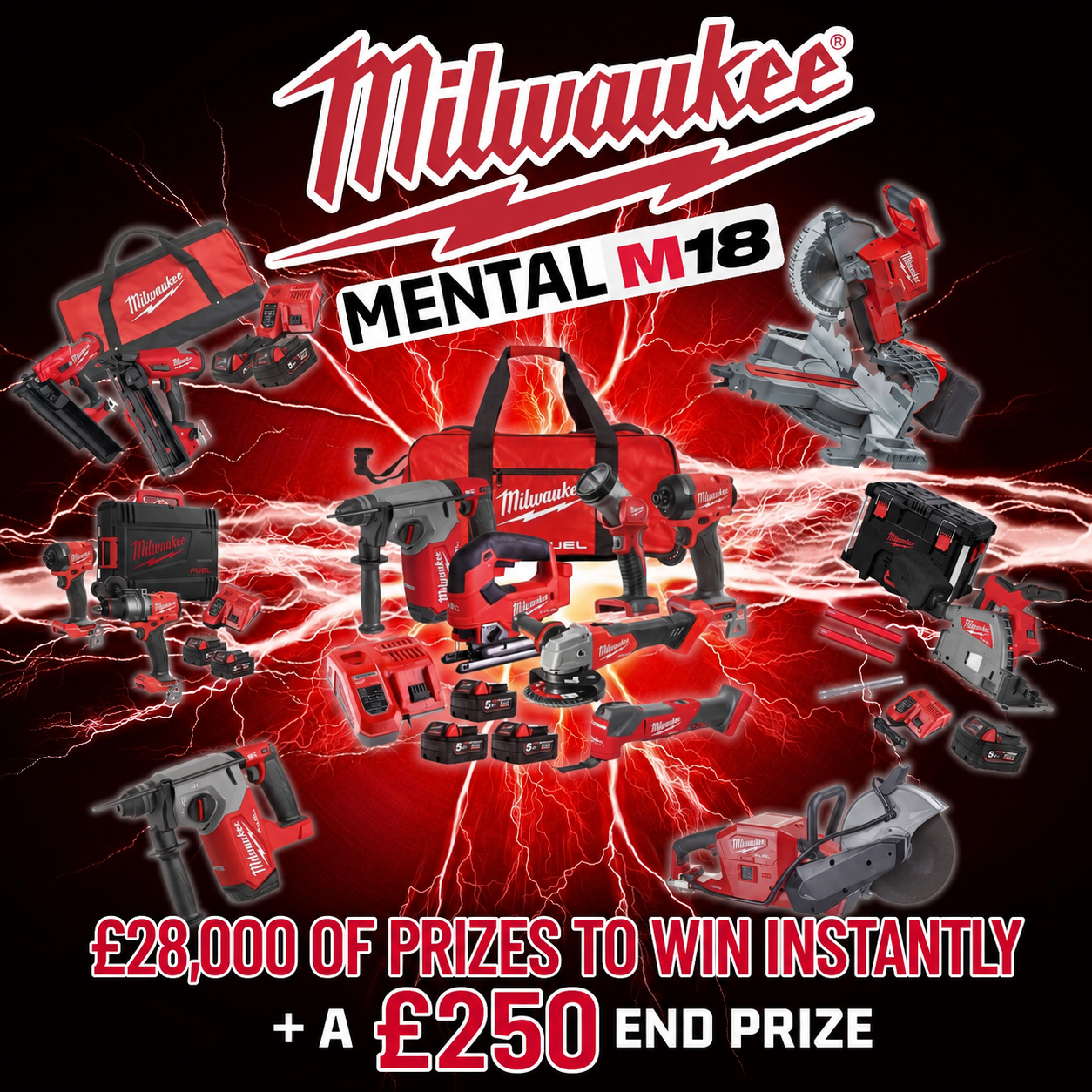 Milwaukee M18 Mental Instant Win – £28k Of Milwaukee M18 to Win Instantly!
