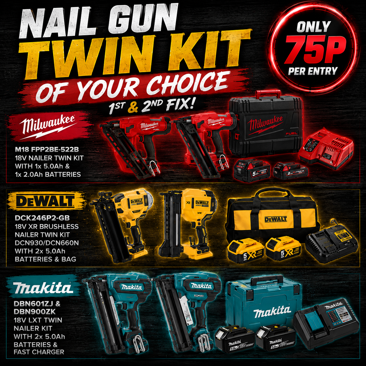 Nailer Twin Kit Of Your Choice – 1st & 2nd Fix!